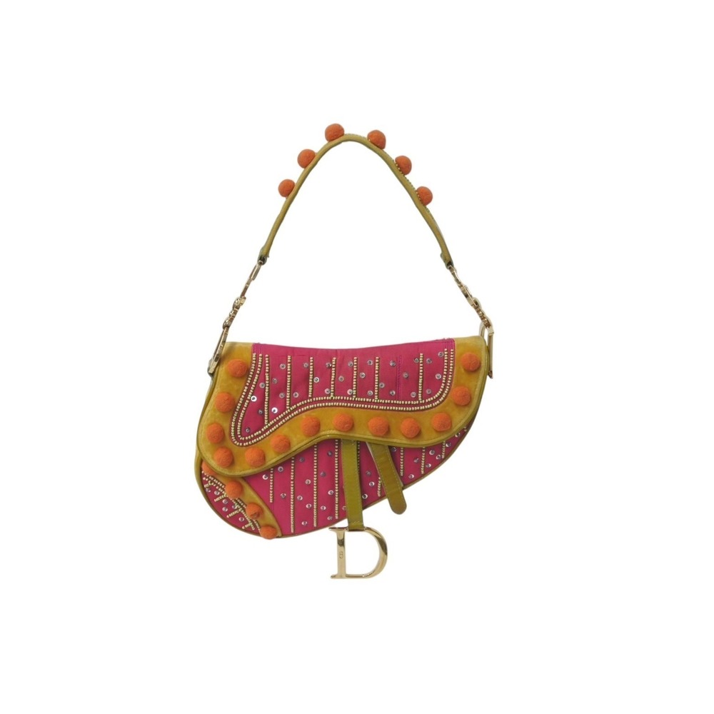 Dior Galliano Edition Saddle Limited Velvet CHRISTIAN Shoulder era Bag Beaded - Picture 2 of 10